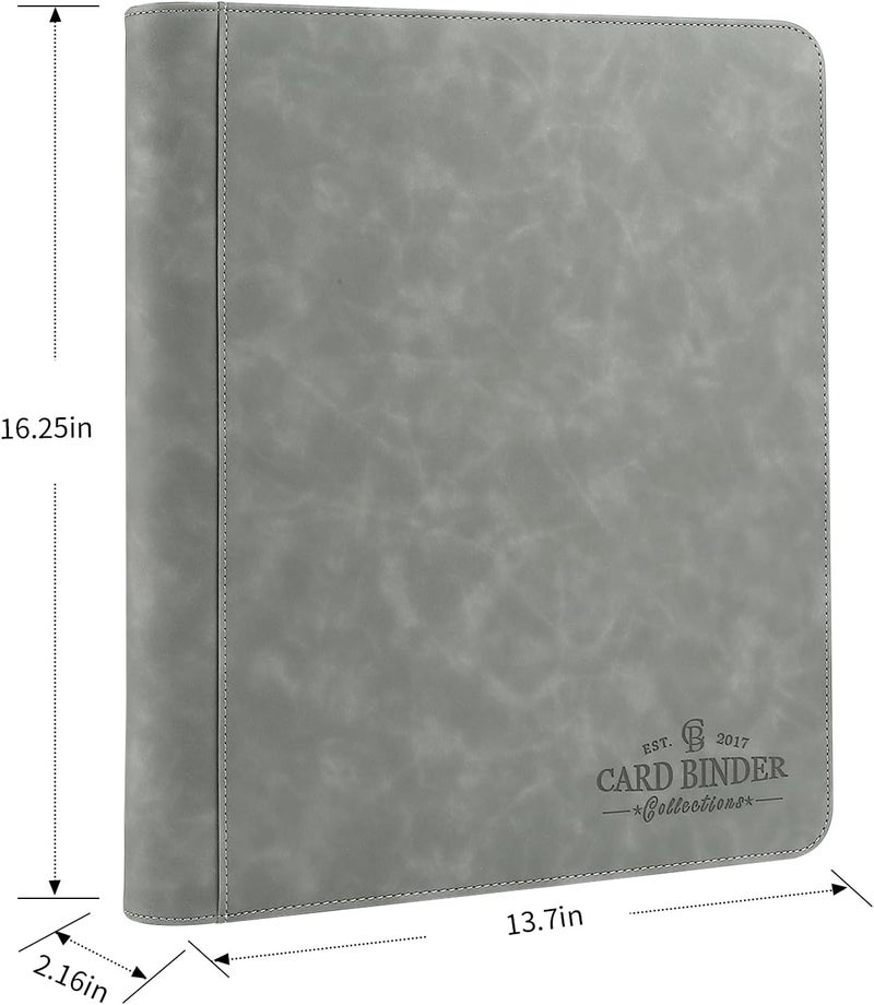 CARDBINDER Toploader Binder,Toploader Hard Cases, 9-Pocket Pages Sleeves Hold up 288 Cards.Toploader Card Binder with Sleeves for “3×4” rigid，Card Holder(grey) - Image 2